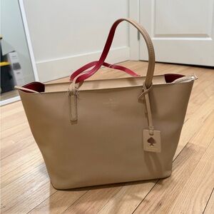 Kate Spade Beige and Red Tote Bag